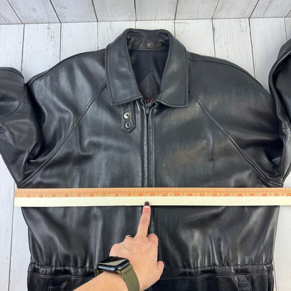 VTG Barcelino Black Full-Zip Cinch Waist Snap Collar Leather Jacket USA Size XS - Picture 16 of 16